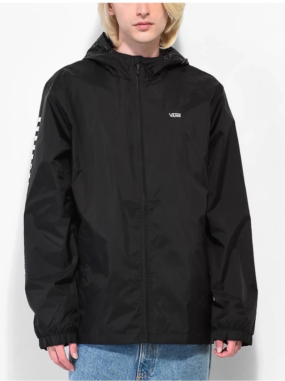 Vans black Garnett water proof windbreaker with hood. Size Large. Like new.